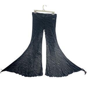 Melodia Designs Black Textured Split Flares Pants sheer and velvet zebra stripes